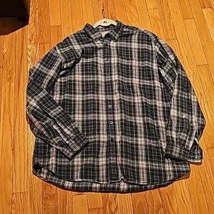 LL Bean Men's Flannel Shirt Sz XLarge Tall Fit Button Down Plaid Blue/Green